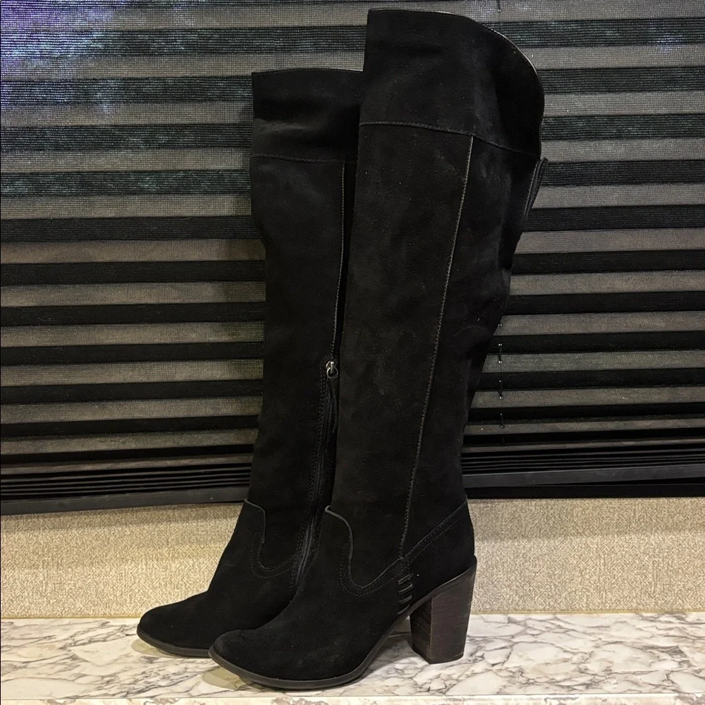 Dolce Vita Ohanna Black Suede Over the Knee Round Toe Block Heel Boot WN 11‎